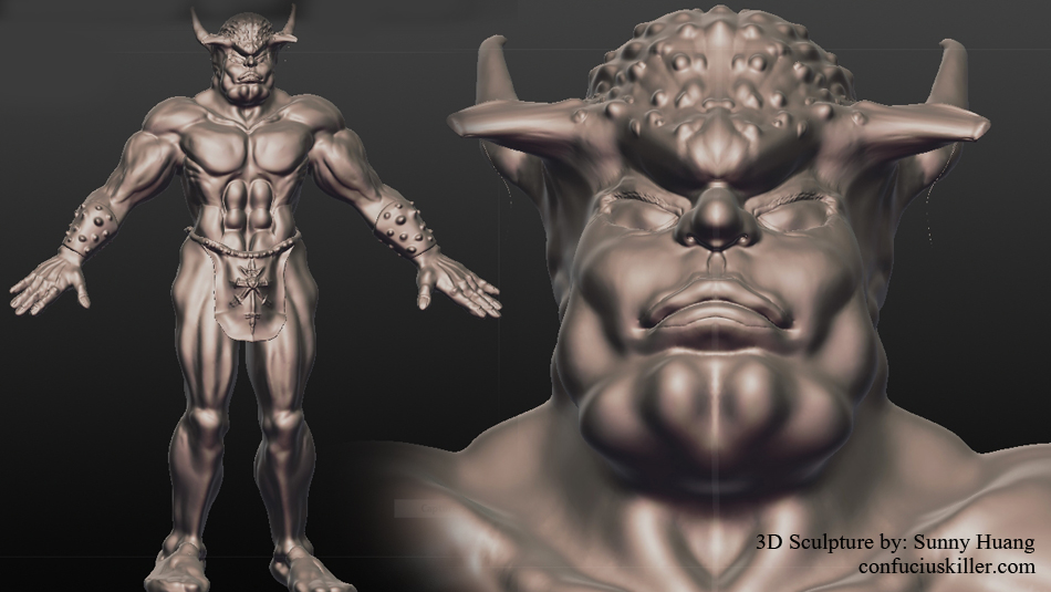 3d monster front view