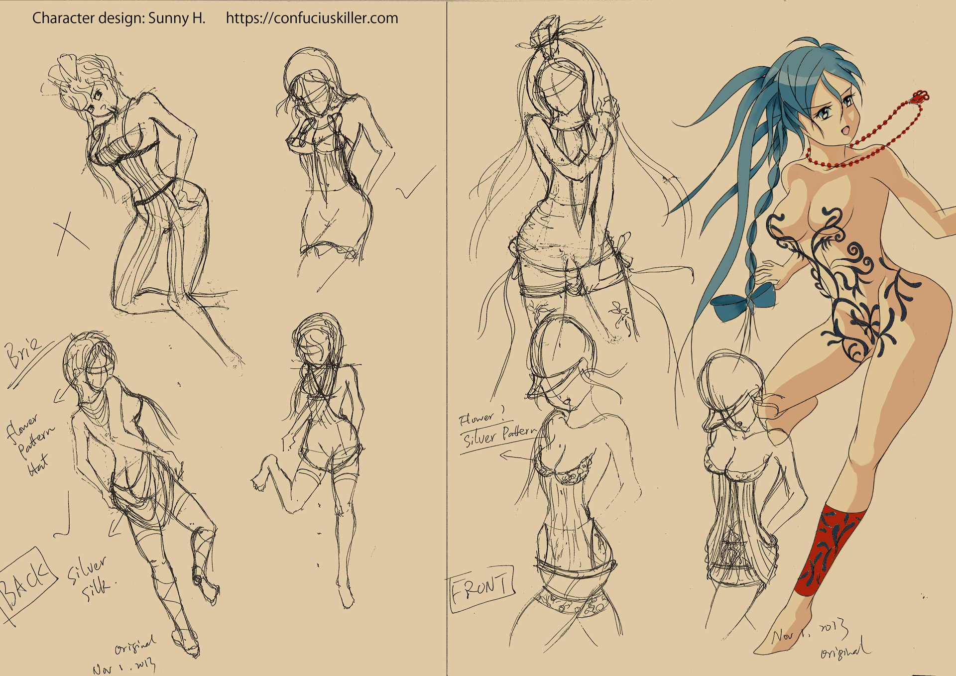 Character Design Sketch for Miss Blue