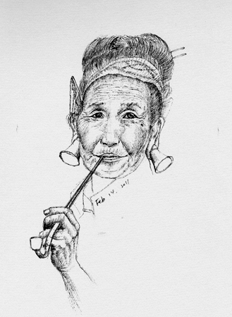 old smoking lady